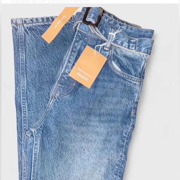 Reformation Cynthia Belted High Rise Straight Jeans size 26 NWT - Picture 3 of 13
